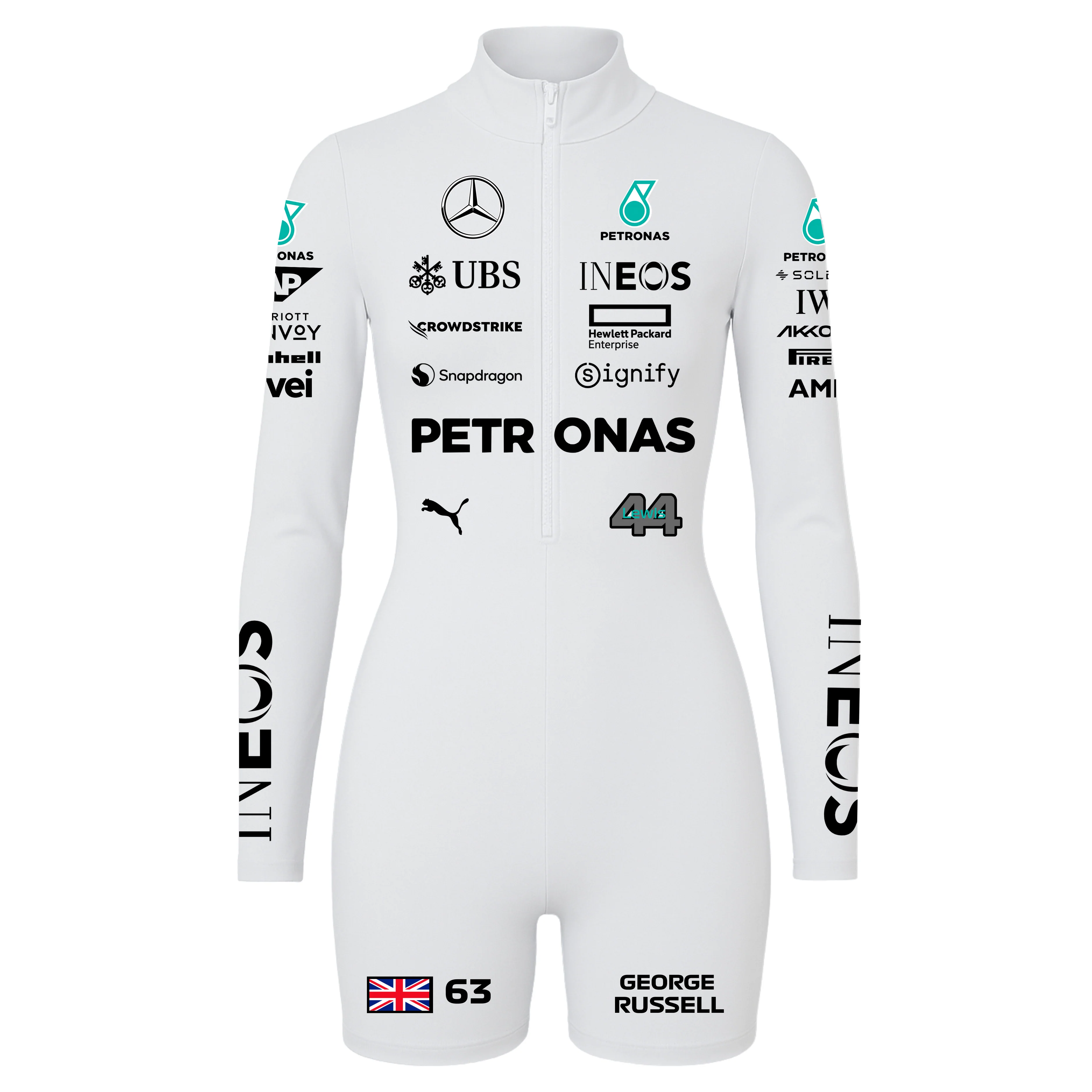 Macaquinho George Russell Branco Mercedes - 2024