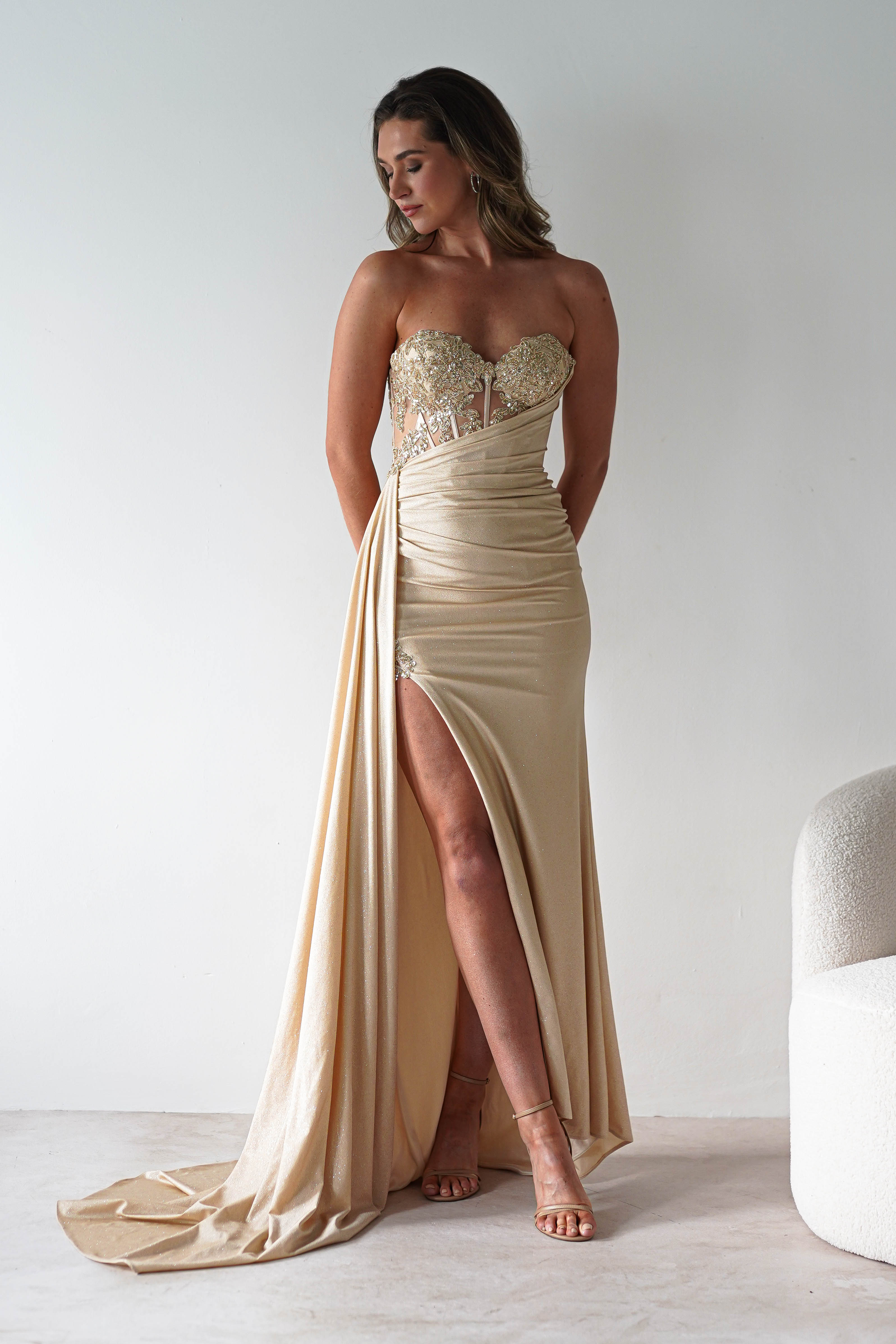 Vestido Lavelle Glitter Dourado