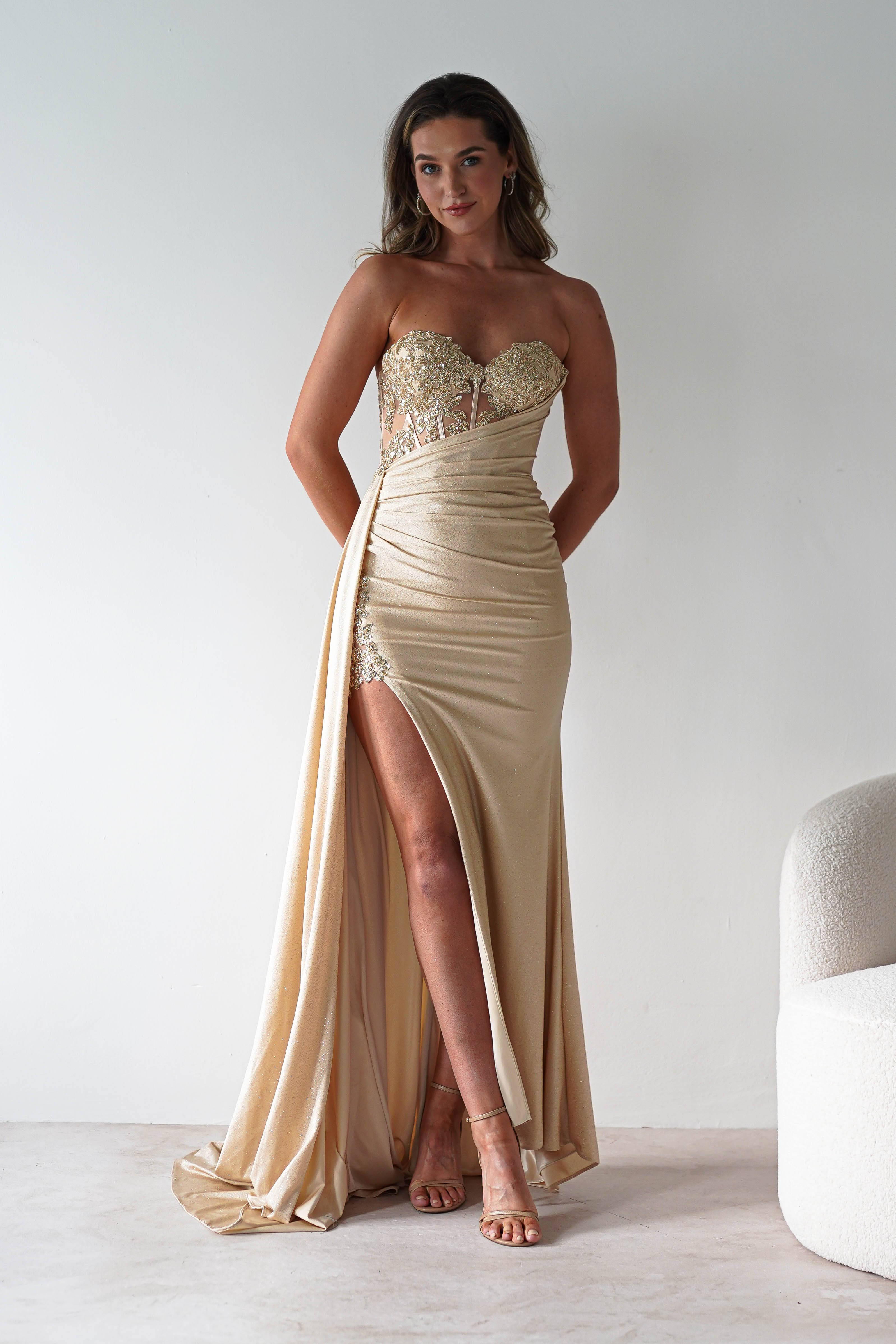Vestido Lavelle Glitter Dourado