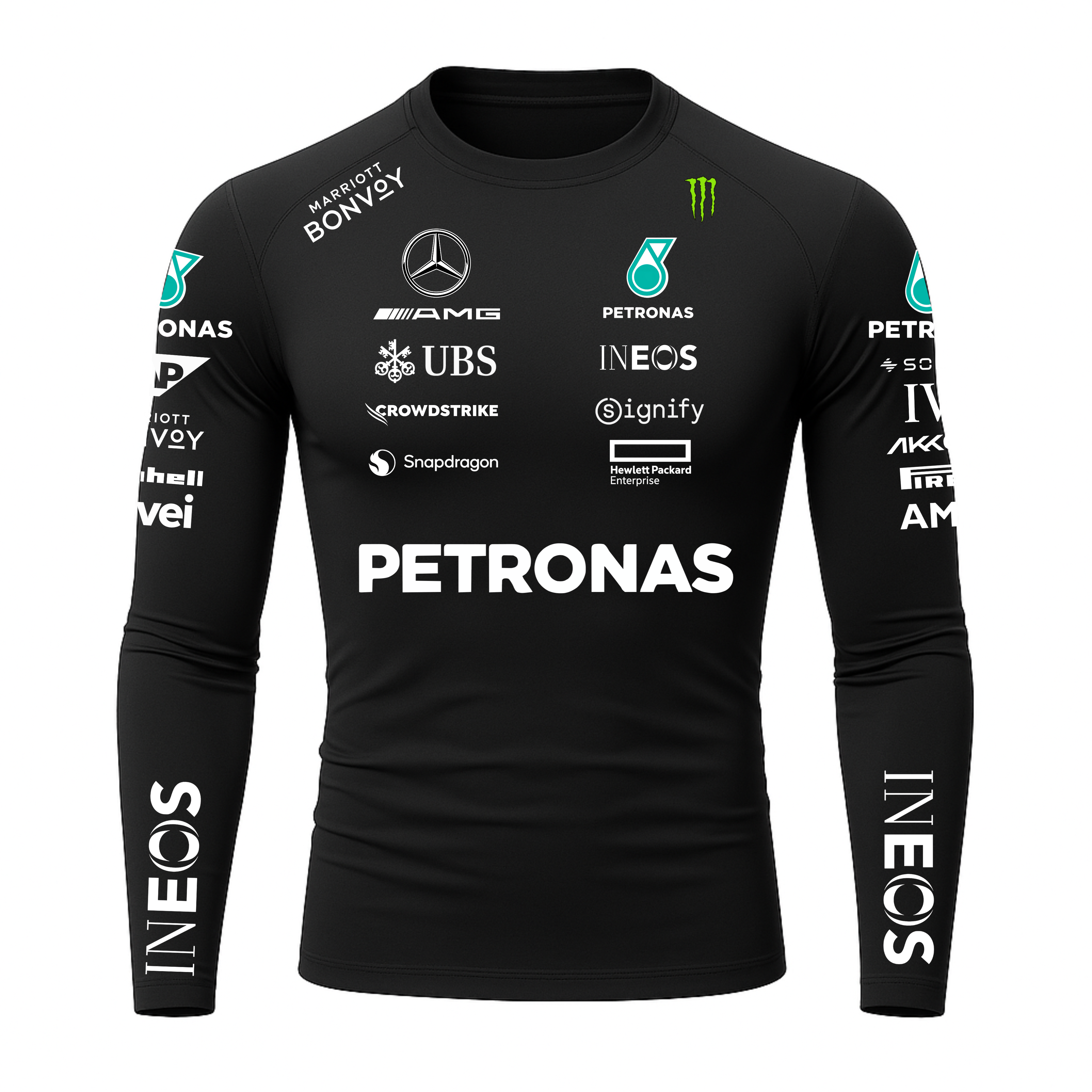 Camiseta Masculina Gola Redonda Mercedes Lewis Hamilton Preto